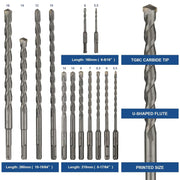 Rotary Hammer Drill Bits Set & Chisels Concrete Masonry Hole Tool 17pcs by salelink.co.nz