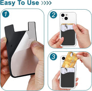 Black Silicone Credit Card Holder Pocket Case Sticker Phone by salelink.co.nz
