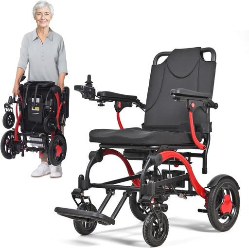 Kiwi eRide Kiwi eRide Ultra light Folding Electric Wheelchair With Joystick Control MK9005 Red Ultra light Folding Electric Wheelchair With Joystick Control MK9005 Red