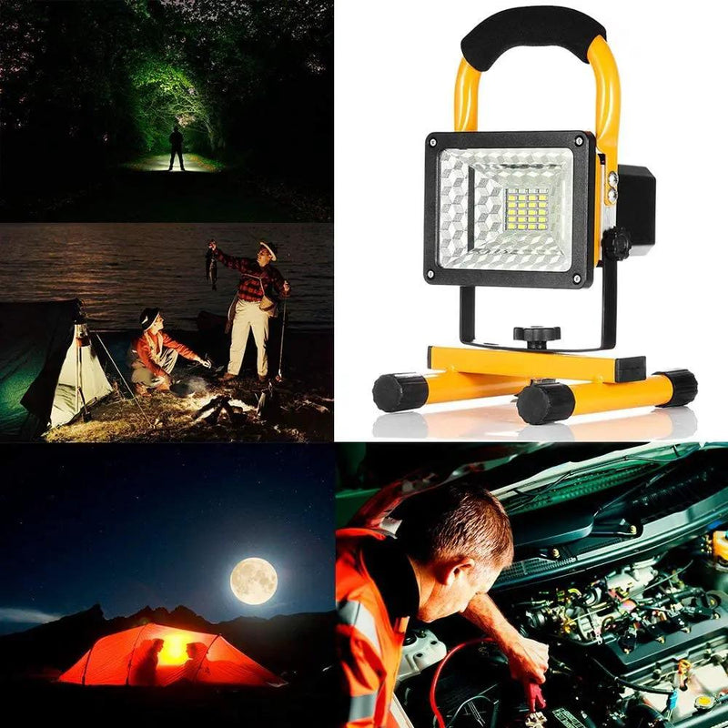 Rechargeable Portable LED Work Light with Stand,24LEDs,30W, Waterproof by dealonline.co.nz