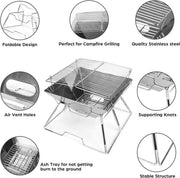 Folding BBQ Campfire Grill Barbeque Portable Camping Grill by salelink.co.nz