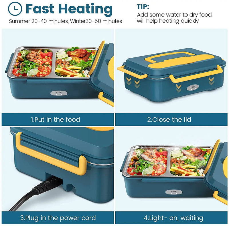 Portable Electric Heated Heating Lunch Box Bento Food Warmer 12V by salelink.co.nz
