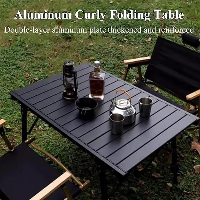 Aluminium Height Adjustable Egg Roll Camping Table – Portable Outdoor Table 89cm TYGM1521 by ECOTREK