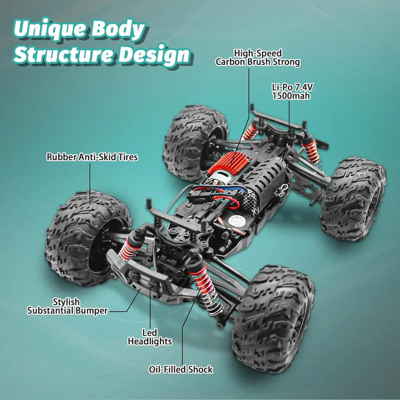 36km/H All Terrains 4WD Electric High Speed RC Truck Off-Road 1:16 Best Toy Gift by dealonline.co.nz