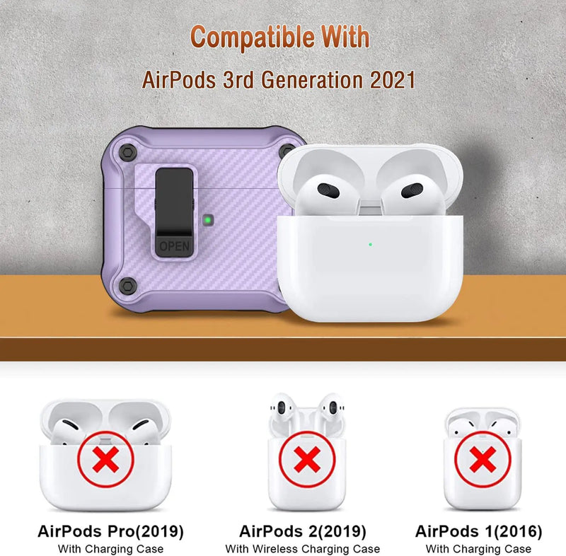 AirPods 3 Case Lock Clip, Armor Protective Hard TPU Case by salelink.co.nz