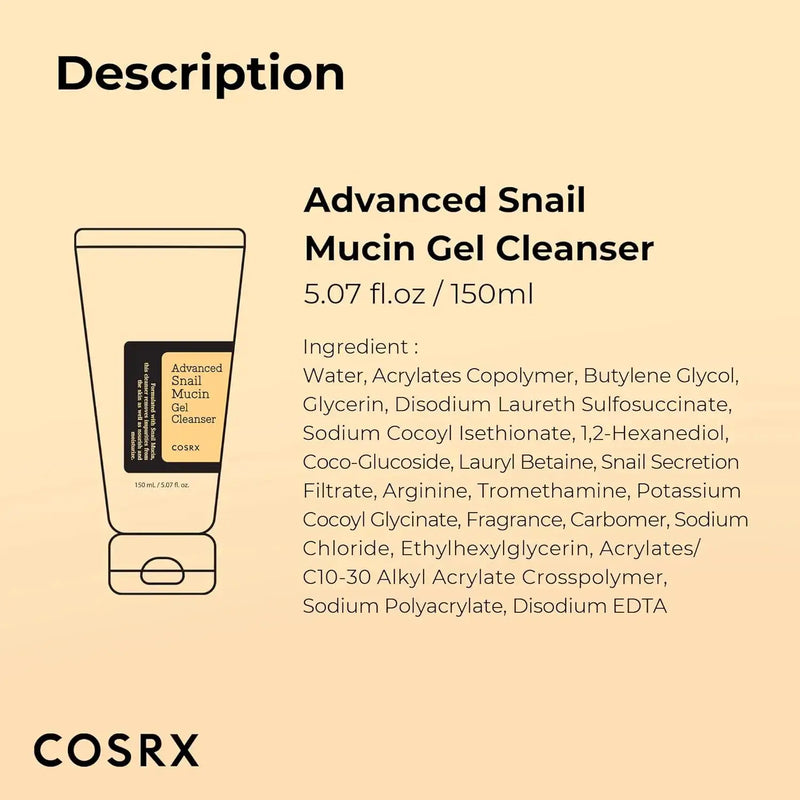 COSRX Advanced Snail Mucin Gel Cleanser 150ml by Poppy Gifts