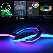 24V Dynamic Bluetooth Neon Rope Lights 5M Waterproof RGBIC Rope Lights with Music Sync by salelink.co.nz