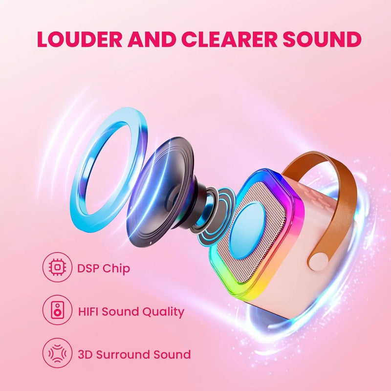 Karaoke Machine with 2 Microphones Bluetooth Speaker by salelink.co.nz