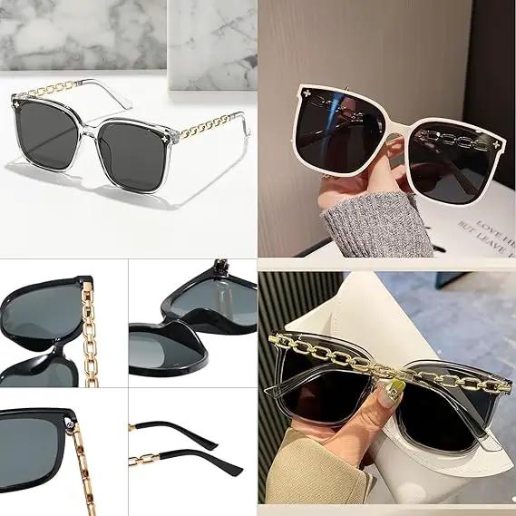 ECOTREK Women’s Oversized Sunglasses – UV400 Retro Square Fashion Shades LX07 by ECOTREK
