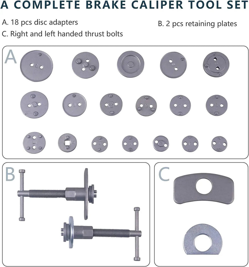 22pc Disc Brake Caliper Piston Rewind Tool Kit Set by dealonline.co.nz