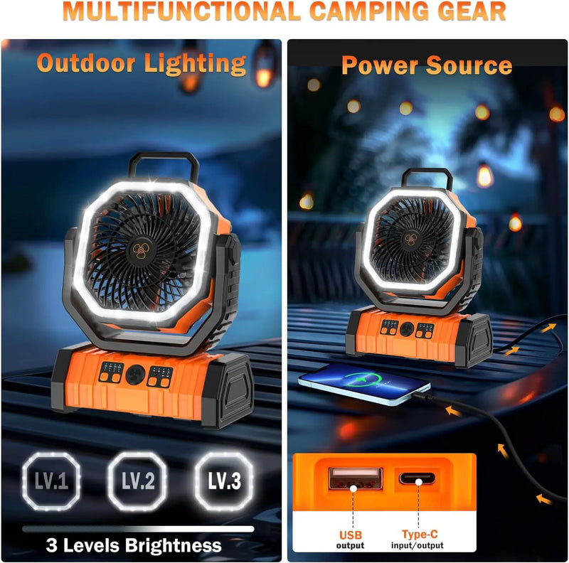Camping Fan with LED Lantern by salelink.co.nz