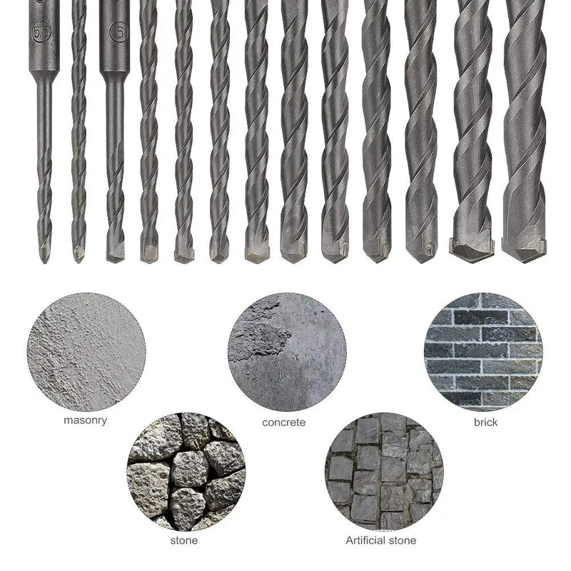 Rotary Hammer Drill Bits Set & Chisels Concrete Masonry Hole Tool 17pcs by salelink.co.nz