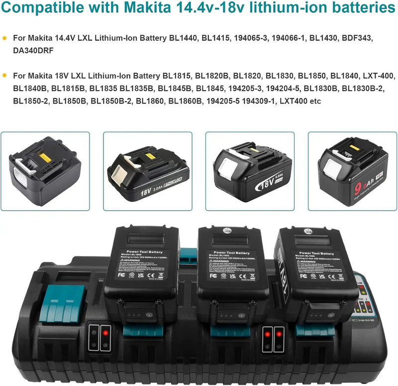 DC18SF 18V Lithium-Ion Rapid Optimum 4-Port Charger for Makita Lithium Battery by salelink.co.nz
