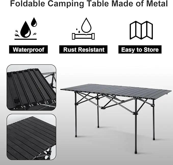 120 cm Portable Folding Camping Table – Roll-Up Outdoor Cooking & Picnic Table ZF1409 by ECOTREK