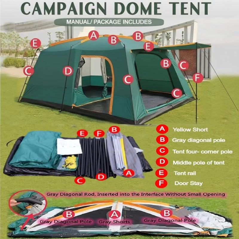 Family Tent –Double layers Waterproof-3 Size Two Colours Aavailable LCF91228 by ECOTREK