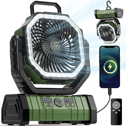 LED Camping Fan 20000mAh Rechargeable Power Bank Remote by salelink.co.nz