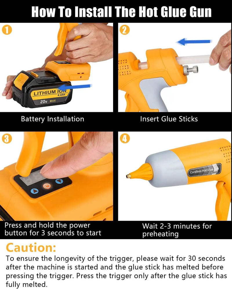 Cordless Hot Glue Gun Compatible with DeWalt 18V Battery by salelink.co.nz