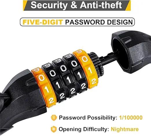 Ecotrek 5 Digit Lock Anti-Theft 120cm Cycle Cable Lock TG533815 by ECOTREK