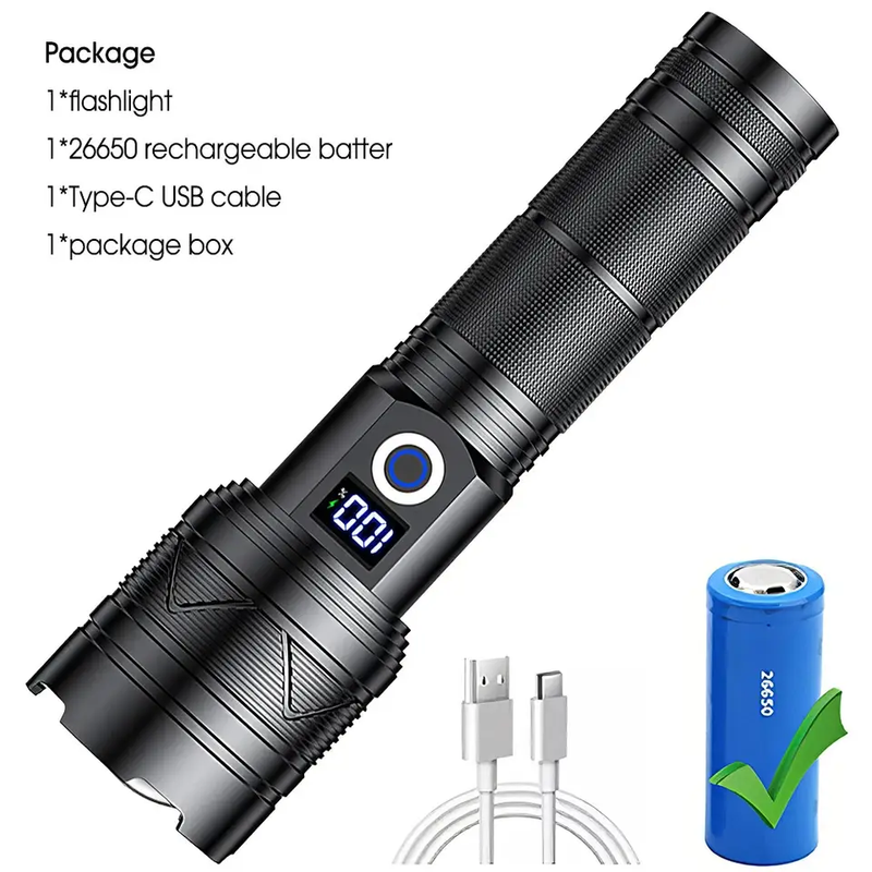 LED Torch Flashlight Light Rechargeable Camping Outdoor by salelink.co.nz