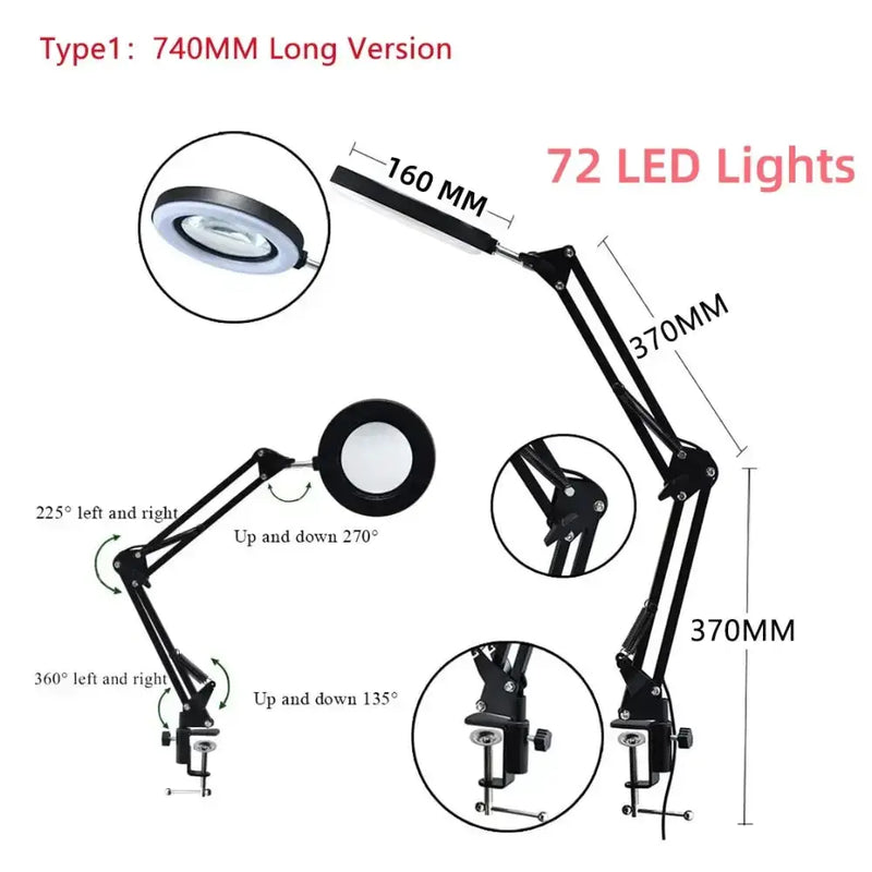 72LED 8X/10X USB Magnifying Glass with 3 Colours Light (10 different variants available) by Habicare