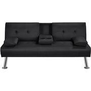 Fabric Upholstered Convertible Futon Sofa Bed by Yaheetech