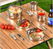 Outdoor Cookware Set - 304 Stainless Steel Camping Utensils Kit HW2011 by ECOTREK
