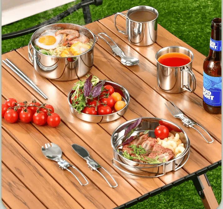 Outdoor Cookware Set - 304 Stainless Steel Camping Utensils Kit HW2011 by ECOTREK