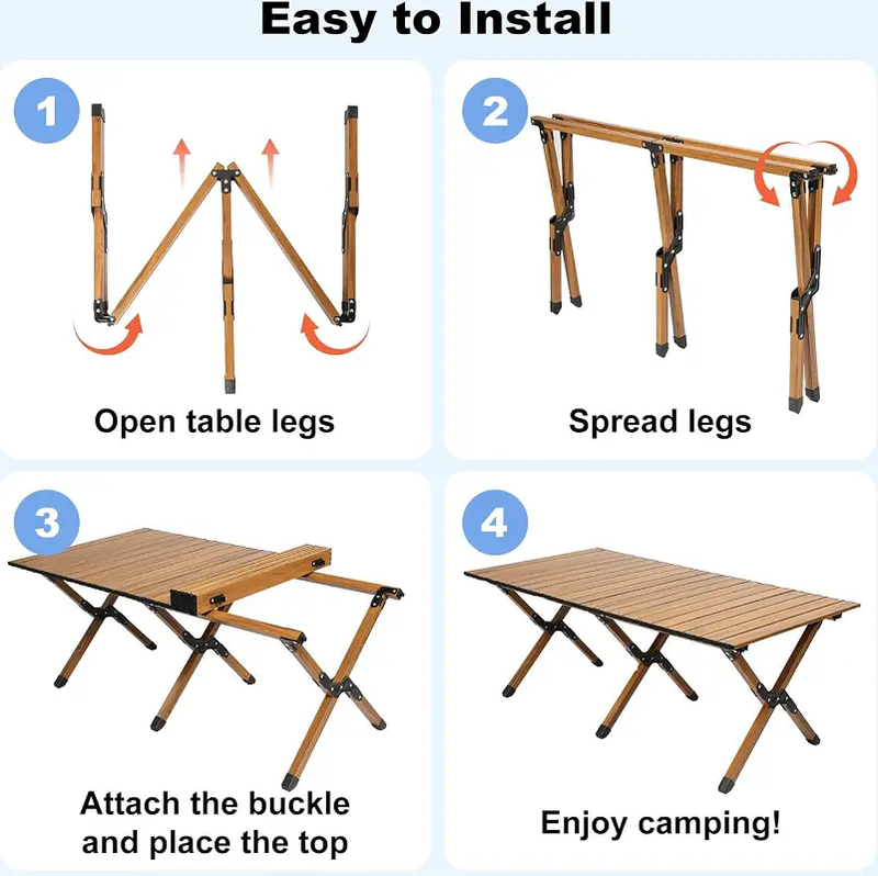 120CM Folding Dining Table Camping Picnic Egg Roll by dealonline.co.nz