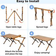 90CM Folding Dining Table Camping Picnic Egg Roll by dealonline.co.nz