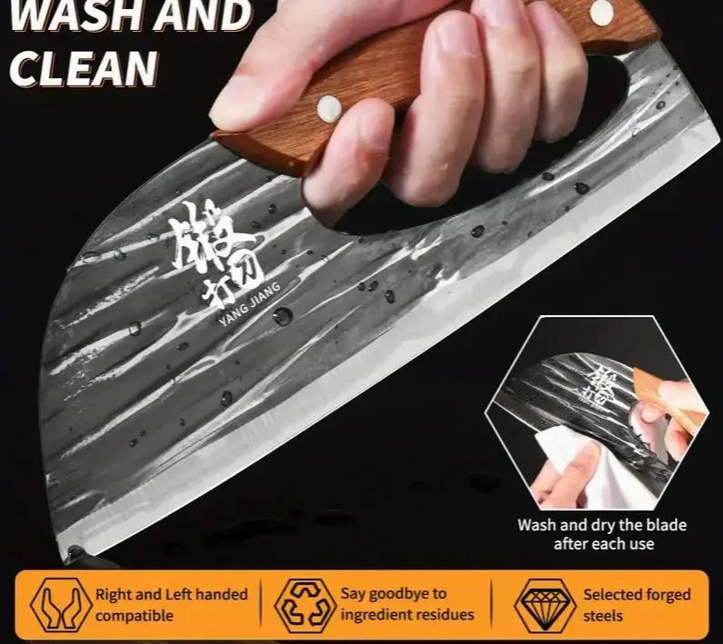 1pc Hand Forged Bone Cutter Kitchen Knife - Sharp Lightweight Dual-Use Slicer For Women - High-Carbon Stainless Steel, Ergonomic Handle, Easy To Clean, And Durable - Asshown by China Dropship