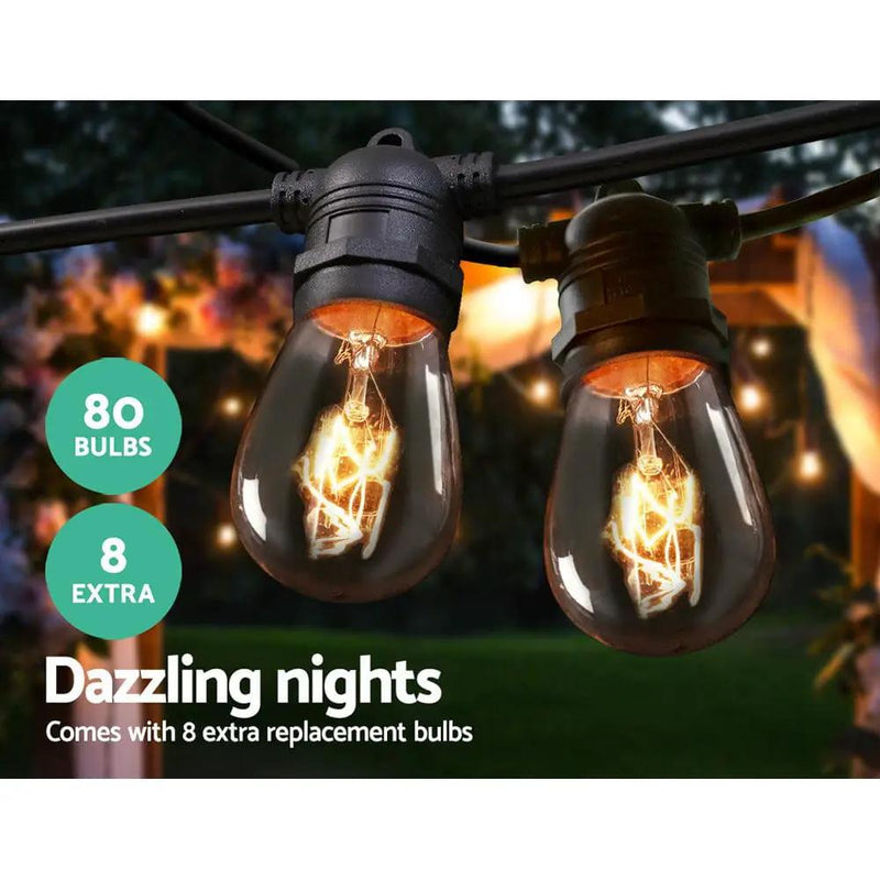 SportZone.co.nz Occasions > Christmas > Outdoor Decorations & Lights 74m LED Festoon String Lights Outdoor Christmas Wedding Waterproof Garden Decor 74m LED Festoon String Lights Outdoor Christmas Wedding Waterproof Garden Decor