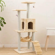 125CM Cat Tree House Scratching Post Condo - BEIGE by dealonline.co.nz
