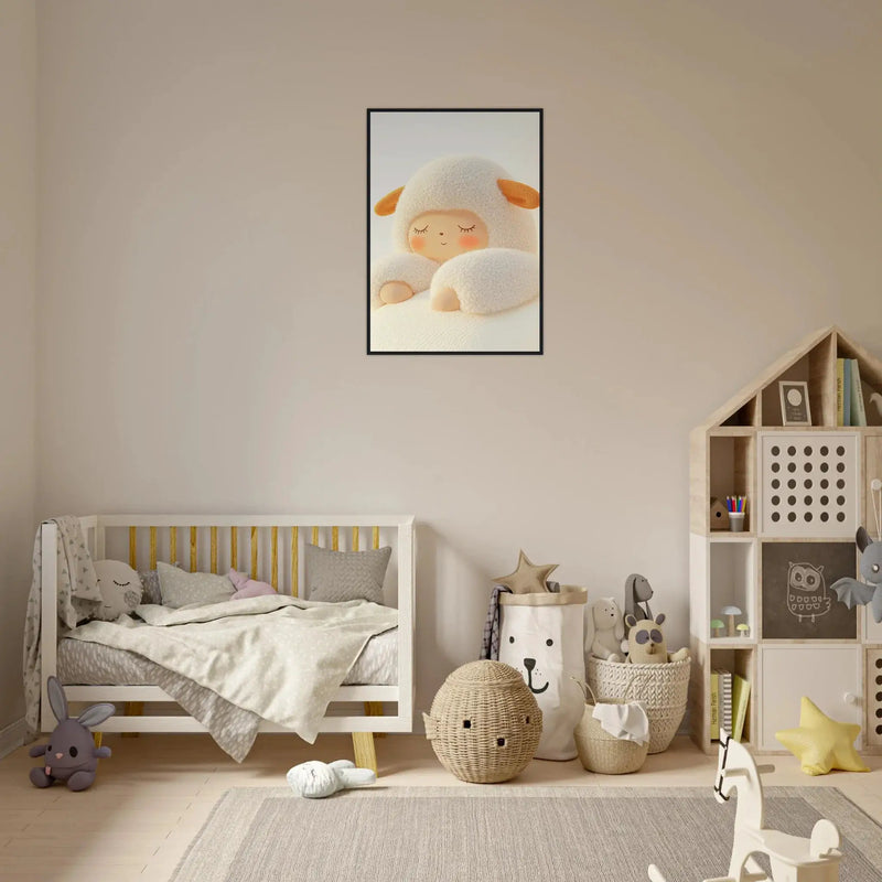 Fluffy Sheep Asleep by Blank Wall Print Shop