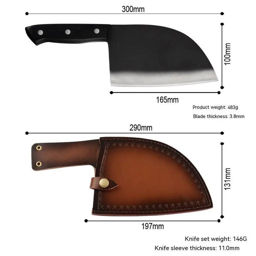 Household Chinese Kitchen Stainless Steel Butcher Knife Matte Knife With Leather Case by China Dropship