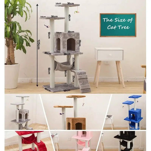 125CM Cat Tree House Scratching Post Condo - GREY by dealonline.co.nz