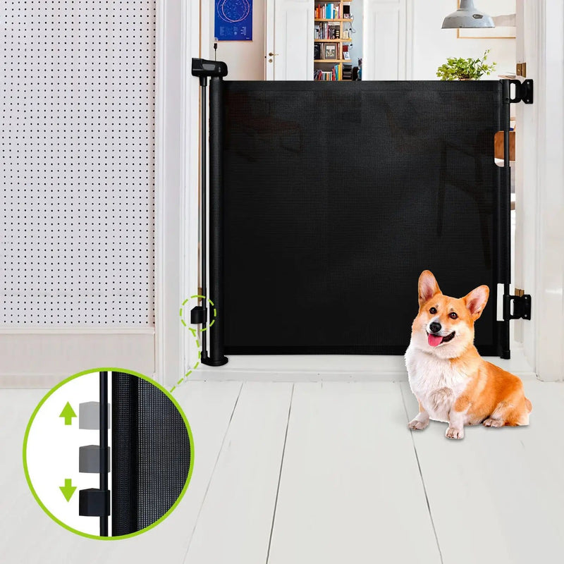 Baby retractable safety gate Black by Kiwi Grab