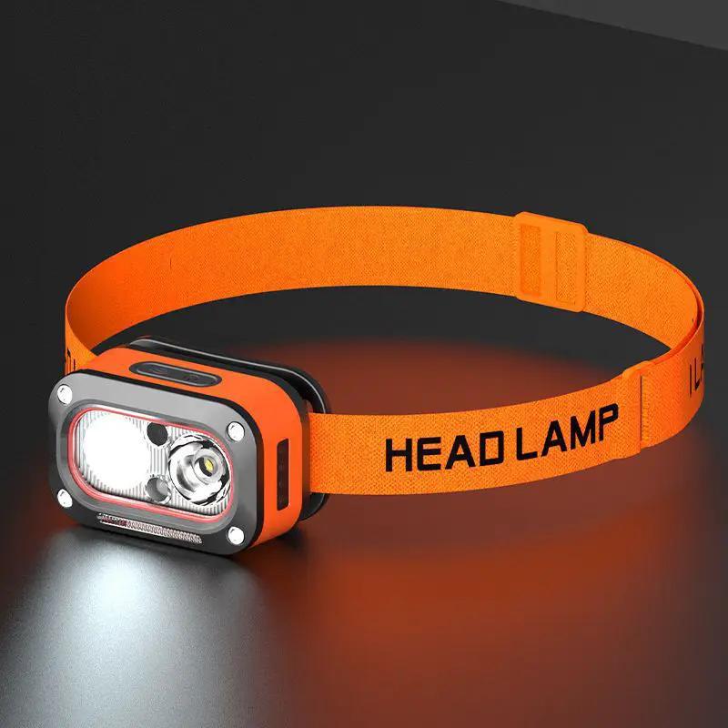 High-Intensity LED Motion-Sensor Headlamp Waterproof Head-Mounted Fishing Light - High-Intensity LED Motion-Sensor Headlamp Waterproof Head-Mounted Fishing Light Orange by China Dropship