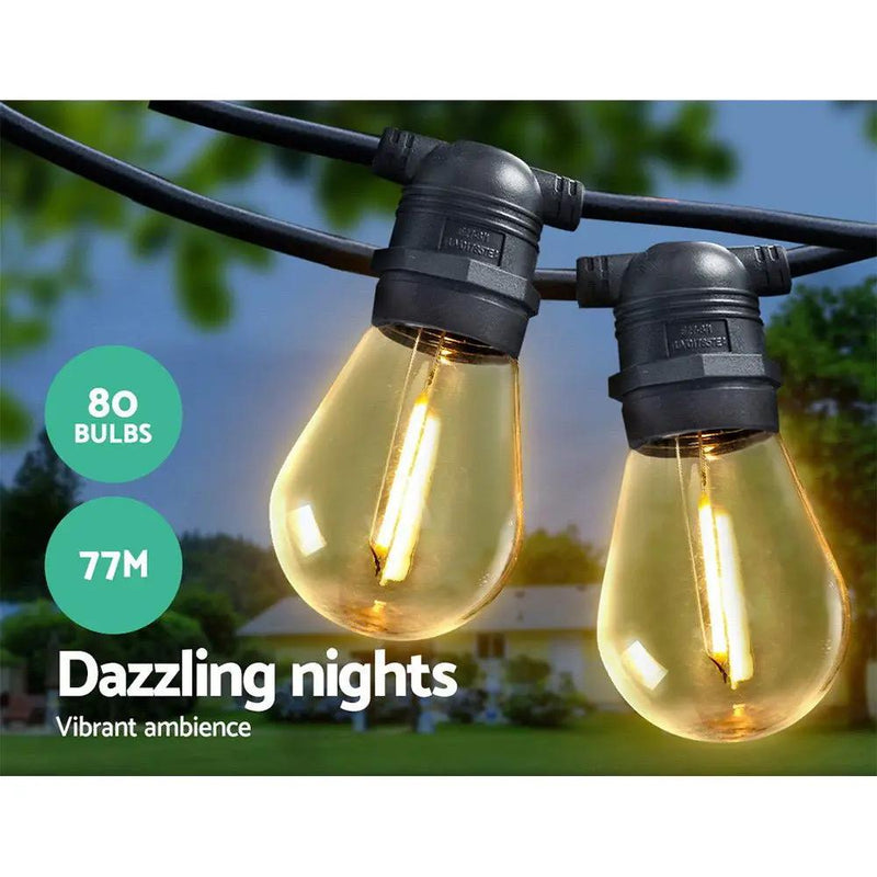 SportZone.co.nz Occasions > Christmas > Outdoor Decorations & Lights 77m LED Festoon String Lights Christmas Decorations Wedding Party Outdoor Garden 77m LED Festoon String Lights Christmas Decorations Wedding Party Outdoor Garden