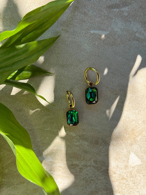 Taimana Kākāriki Gold Huggies by Tahana Jewellery