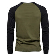 Men's Cotton Long Sleeve Color Block T-Shirt - Casual Comfort & Style by Mead's Supply & Equipment Outfitters limited