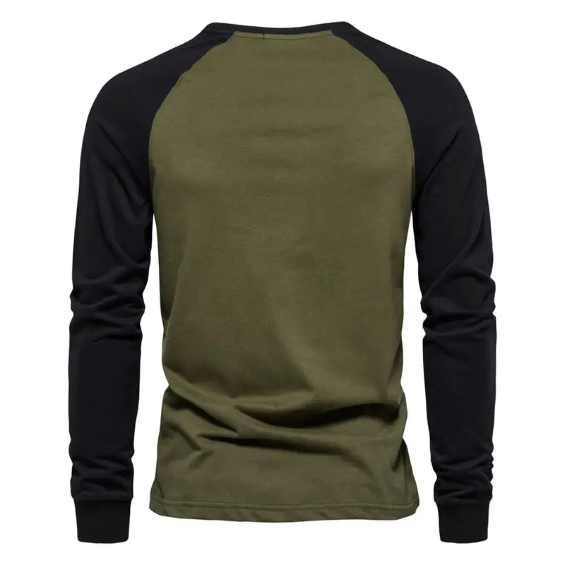 Men's Cotton Long Sleeve Color Block T-Shirt - Casual Comfort & Style by Mead's Supply & Equipment Outfitters limited