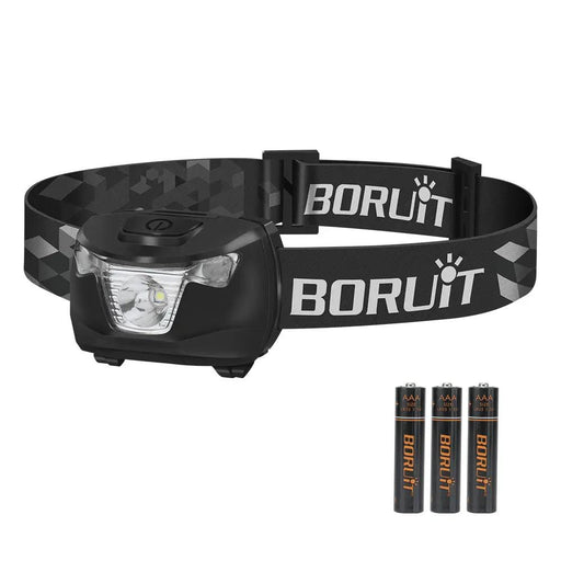 BORUiT BR01 White & Red LED Mini Headlamp 240LM 4-Mode Headlight Waterproof Camping Fishig Torch Powered By AAA Battery by China Dropship