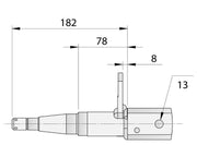 Gull Wing Axle - Disc Braked - 1500kg - Galvanised technical drawing with dimensions of 182mm, 78mm, and 8mm.