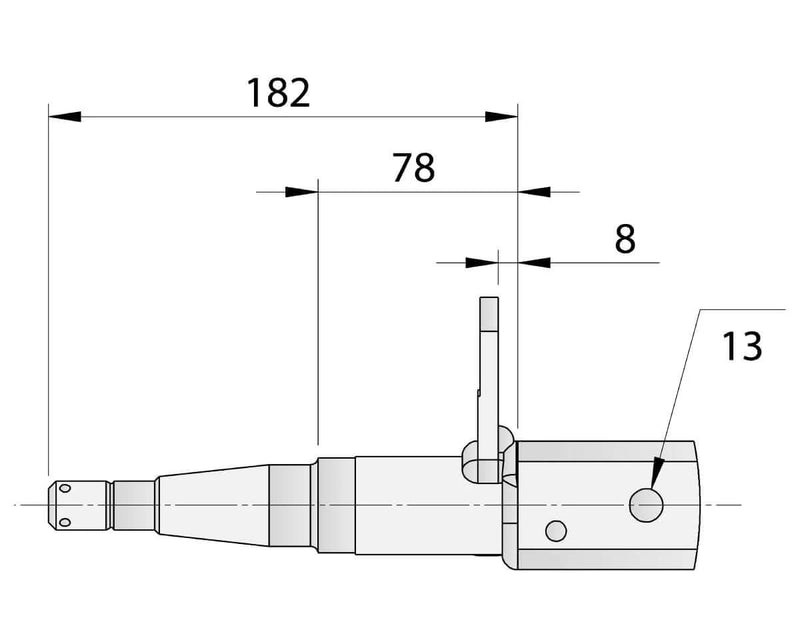 Gull Wing Axle - Disc Braked - 1500kg - Galvanised technical drawing with dimensions of 182mm, 78mm, and 8mm.