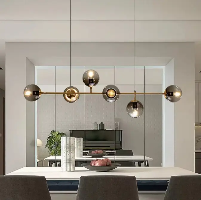 Modern Hanging Lamp Ceiling Light Roung Grey Glass Lampshade by salelink.co.nz