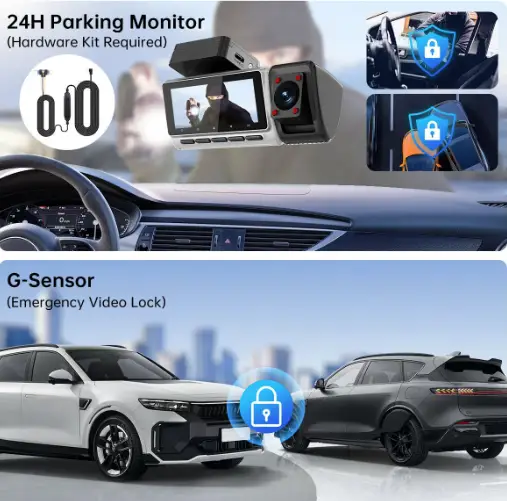 Dash Cam 3 Channel 2K+1080P+1080P Front Inside Rear by salelink.co.nz