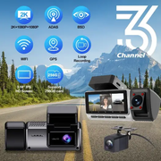 Dash Cam 3 Channel 2K+1080P+1080P Front Inside Rear by salelink.co.nz