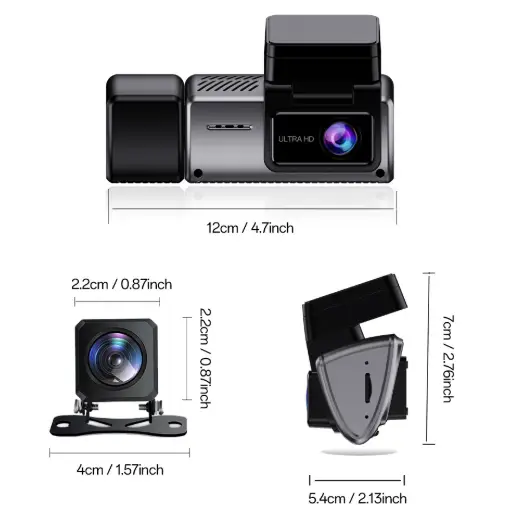 Dash Cam 3 Channel 2K+1080P+1080P Front Inside Rear by salelink.co.nz