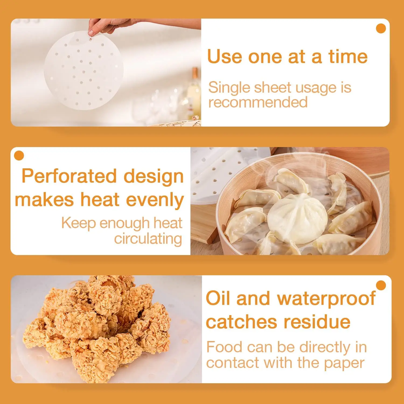 200pcs Air Fryer Liners Perforated Parchment Paper by salelink.co.nz