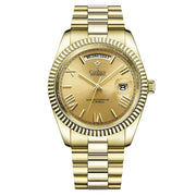 Men's Mechanical Glass Watch - Waterproof Stainless Steel with Date Display | Classic Timepiece by Mead's Supply & Equipment Outfitters limited